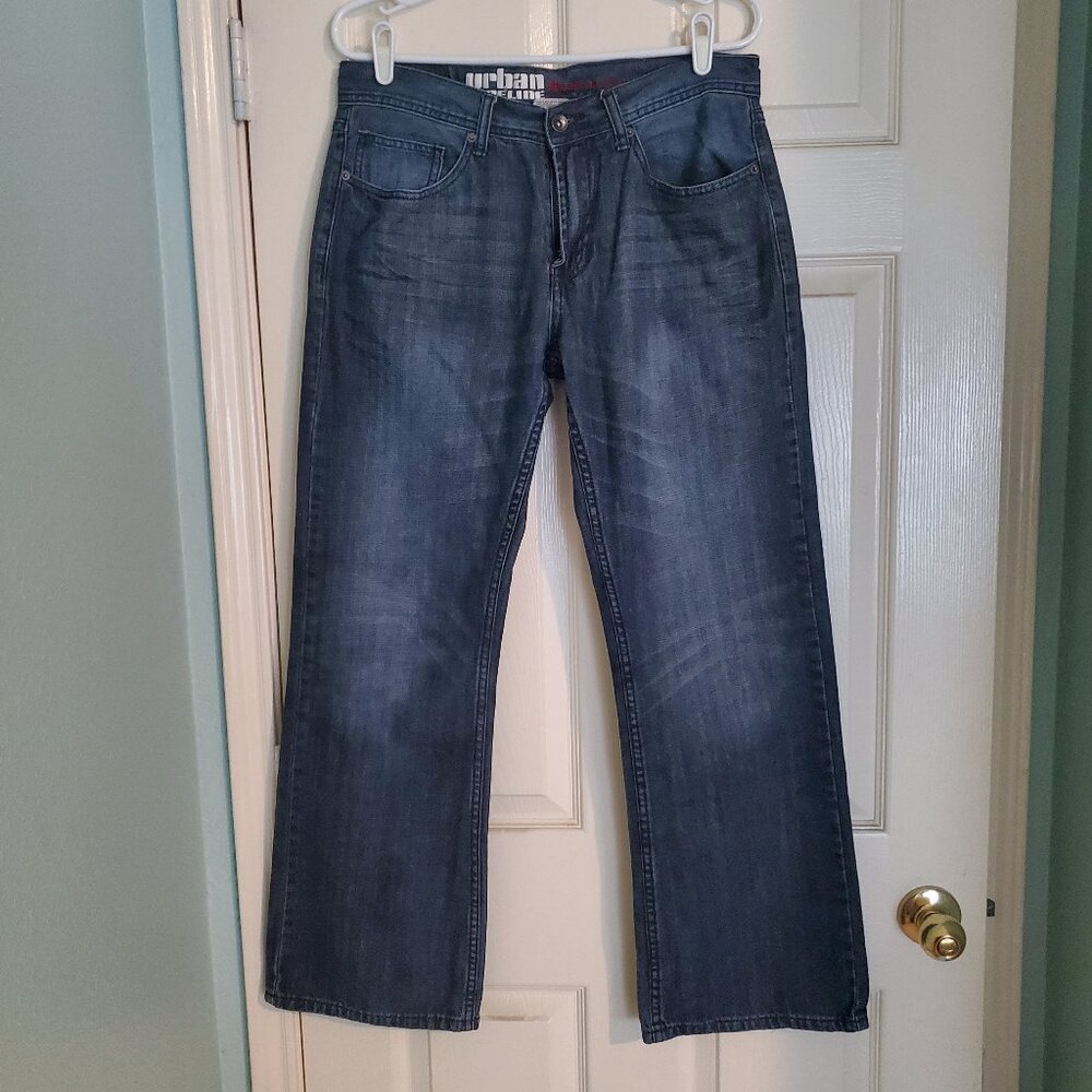 Urban Pipeline Relaxed Bootcut Jeans 32 x 32 dark blue black wash